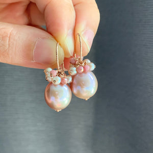 AAA Pink Edison Pearls, Rhodocrosite 14kRGF