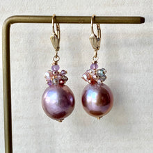 Load image into Gallery viewer, Lavender Purple Edison Pearls, Spinel &amp; Gems 14kGF Earrings