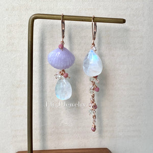 Eli. J Exclusive: Lavender Type A Shell, Rainbow Moonstone & Gems 14kRGF