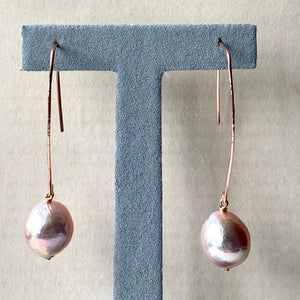 Unicorn Pink Edison Pearls (Hand Forged) 14kRose GF Earrings