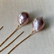 Load image into Gallery viewer, Lilac Pink Unicorn Edison Pearls 14kGF Threaders
