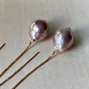 Lilac Pink Unicorn Edison Pearls 14kGF Threaders