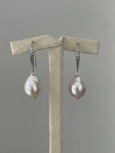 Load image into Gallery viewer, Drop Ivory Pearls on Rhodium Hooks