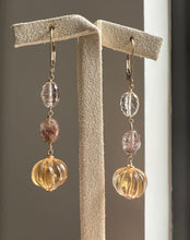 Load image into Gallery viewer, Citrine Pumpkin, Copper Rutile 14kGF Earrings