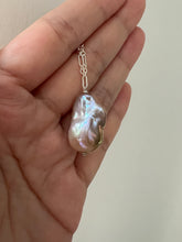 Load image into Gallery viewer, Purple Rainbow Baroque Pearl 925 Silver Necklace