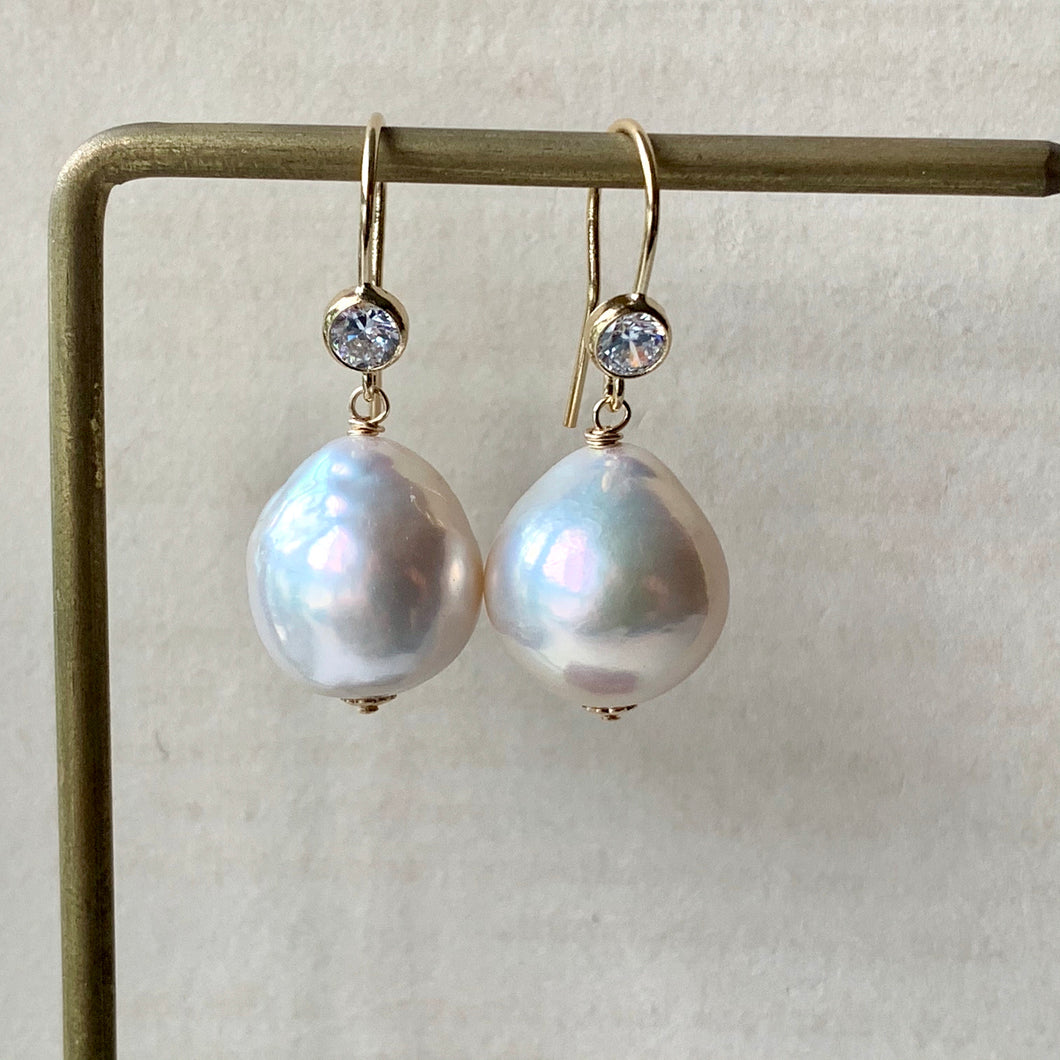 AAA White Baroque Pearls on 14k GF