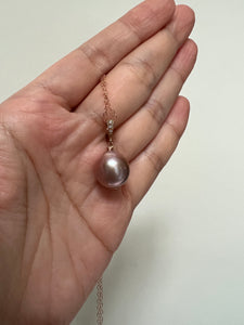 Purple-Pink Edison Pearl 14kRGF Necklace