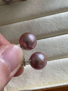 11-11.5mm Top Quality Round Edison Pearl Studs in 925 Silver