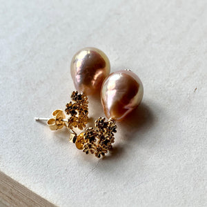 Peach-Gold AAA Edison Pearls Sweet Bouquet Studs