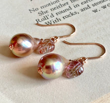 Load image into Gallery viewer, Peach Metallic Lustre Pearls &amp;Watermelon Tourmaline on 14k Rose Gold Filled