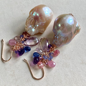 Lavender Fields- AAA Baroque Pearls & Gemstones 14k Rose Gold Filled