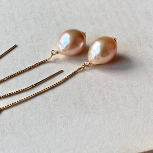 Peach Edison Pearls on 14kGF Threaders