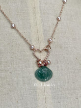 Load image into Gallery viewer, Eli. J Exclusive: Bluish-Green Jade Shell &amp; RGF Heart Necklace