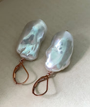 Load image into Gallery viewer, Big White Baroque Pearls 14kRGF Earrings