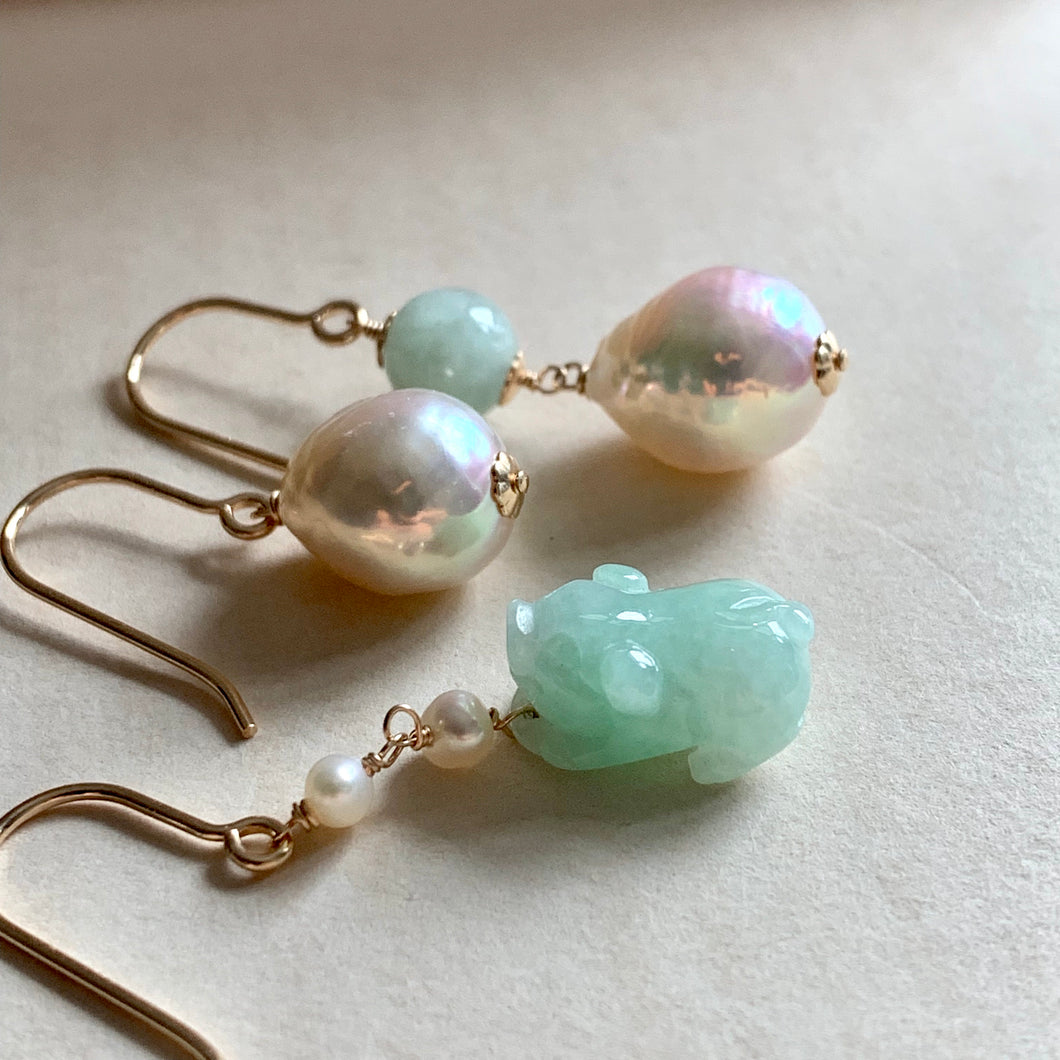 Type A Jade Piggie & Pearls Set