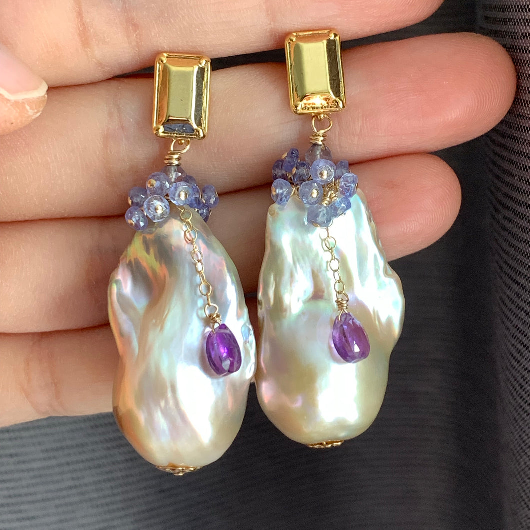 Lavender- Peach Baroque Pearls & Gems