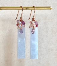 Load image into Gallery viewer, Grade A Lavender Jade Bars, Sapphires 14k Rose Gold Filled