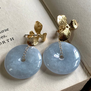 Grade A Lavender Jade on Floral Studs