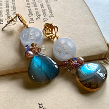 Load image into Gallery viewer, Carved Grade A Lavender Jade, Labradorite 14k Gold Filled
