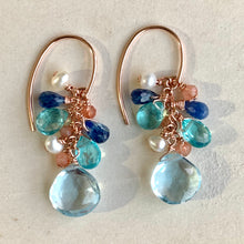 Load image into Gallery viewer, Sky Blue Topaz Sunstone 14k Rose Gold Filled Earrings