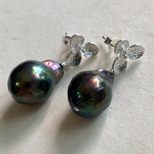 Load image into Gallery viewer, Baby Peacock Baroque Pearls on Silver Flower Studs
