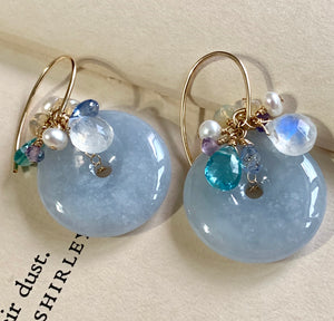 Grade A Burmese Lavender Jade with Blue Gemstones on 14k Gold Filled