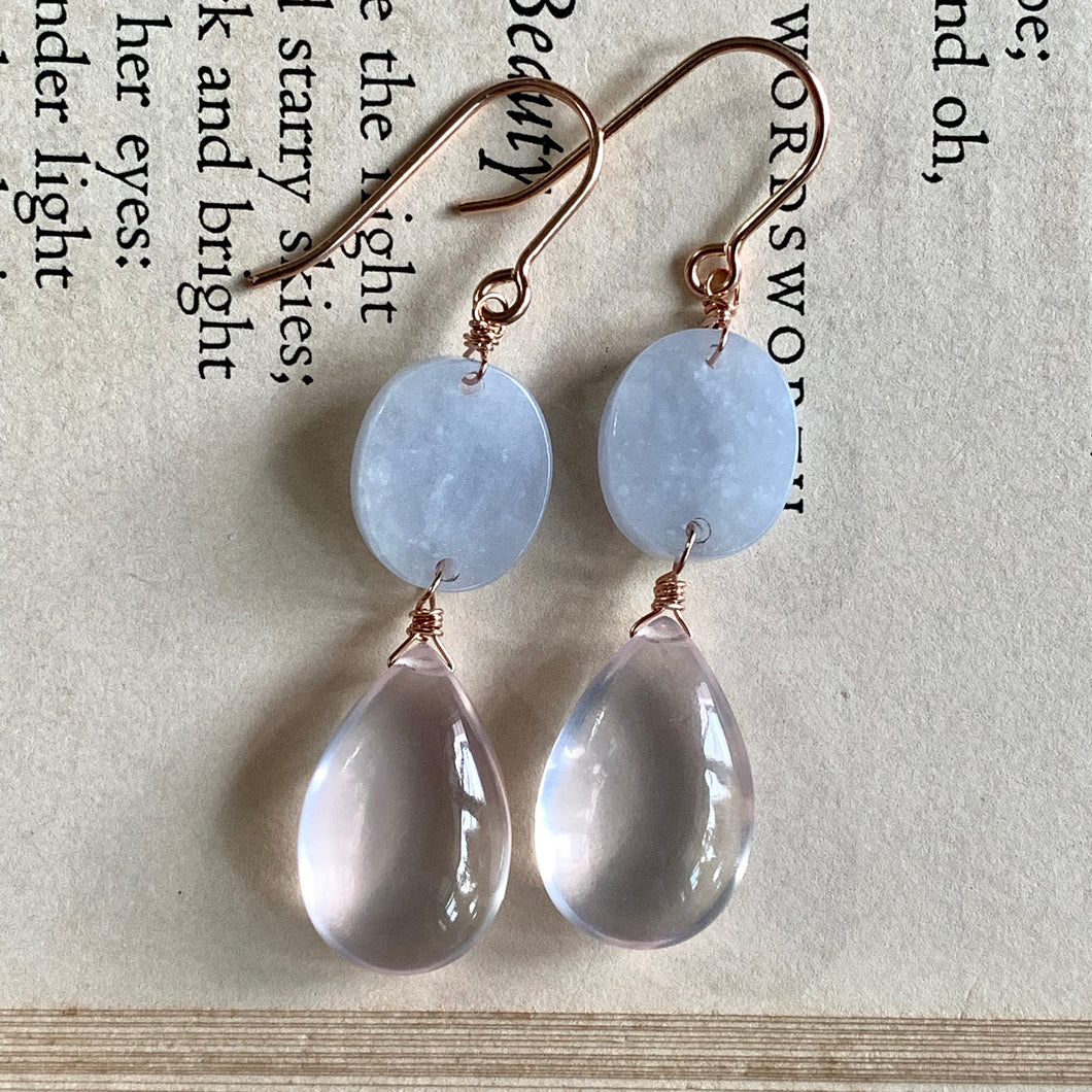 Grade A Burmese Lavender Jade & Rose Quartz on 14k Rose Gold Filled