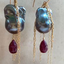 Load image into Gallery viewer, AAA Silver Baroque Pearls &amp; Ruby on 14k Gold Filled