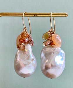 Sunrise AAA Baroque Pearls with Orange Gemstones