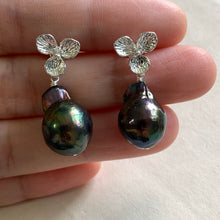 Load image into Gallery viewer, Baby Peacock Baroque Pearls on Silver Flower Studs