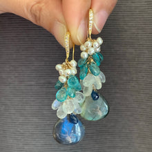 Load image into Gallery viewer, Frozen: Labradorite Apatite 14k Gold Filled Earrings