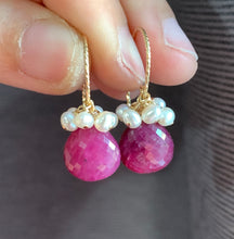 Load image into Gallery viewer, Rubies &amp; Pearls 14k Gold Filled Earrings