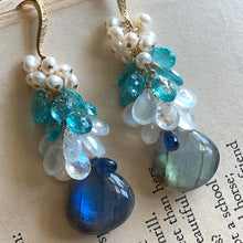 Load image into Gallery viewer, Frozen: Labradorite Apatite 14k Gold Filled Earrings