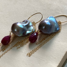 Load image into Gallery viewer, AAA Silver Baroque Pearls &amp; Ruby on 14k Gold Filled