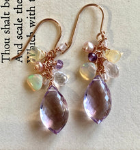 Load image into Gallery viewer, Pink Amethyst, Ethiopian Opals 14k Rose Gold Filled Earrings