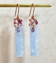 Load image into Gallery viewer, Grade A Lavender Jade Bars, Sapphires 14k Rose Gold Filled