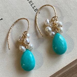 AAA Turquoise & Pearls 14k Gold Filled Earrings