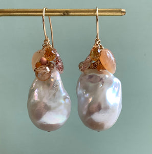 Sunrise AAA Baroque Pearls with Orange Gemstones