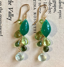 Load image into Gallery viewer, Emerald &amp; Green Gemstones 14k Gold Filled Earrings