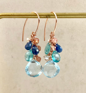 Sky Blue Topaz Sunstone 14k Rose Gold Filled Earrings