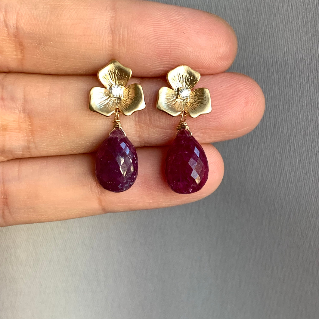 Rubies on Gold Flowers