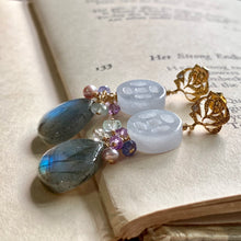 Load image into Gallery viewer, Carved Grade A Lavender Jade, Labradorite 14k Gold Filled