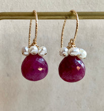 Load image into Gallery viewer, Rubies &amp; Pearls 14k Gold Filled Earrings