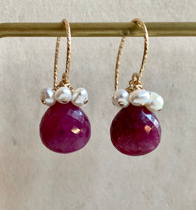 Rubies & Pearls 14k Gold Filled Earrings