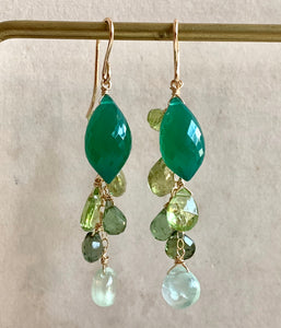 Emerald & Green Gemstones 14k Gold Filled Earrings