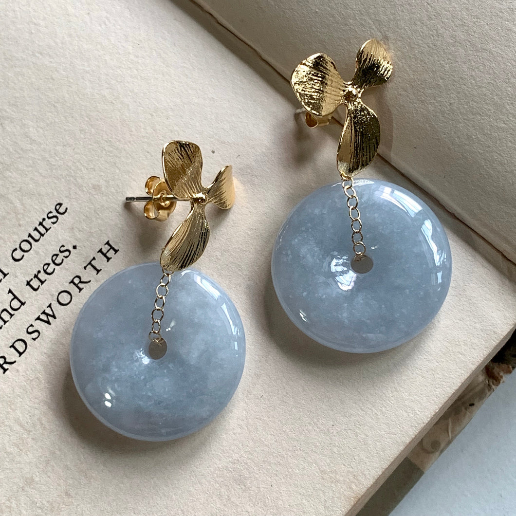 Grade A Lavender Jade on Floral Studs