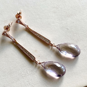 AAA Ametrine Rose Gold Dangle Earrings