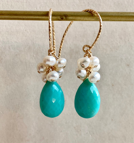 AAA Turquoise & Pearls 14k Gold Filled Earrings
