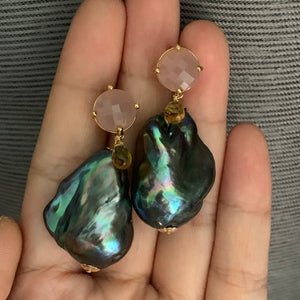Peacock Baroque Pearls with Citrine