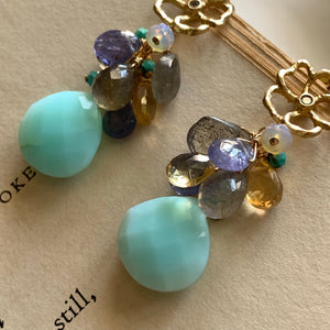 Blue Opal & Dreamy Gemstones 14k Gold Filled Earrings